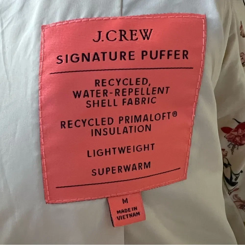 J Crew Alps puffer jacket with PrimaLoft® in vintage floral size medium‎